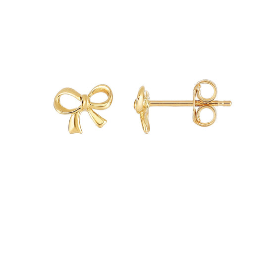14K Gold Bow Stud Earring