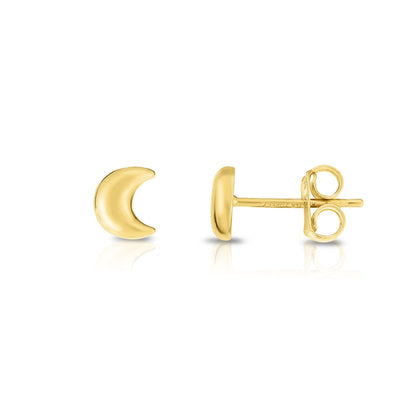 14K Gold Moon Stud Earring