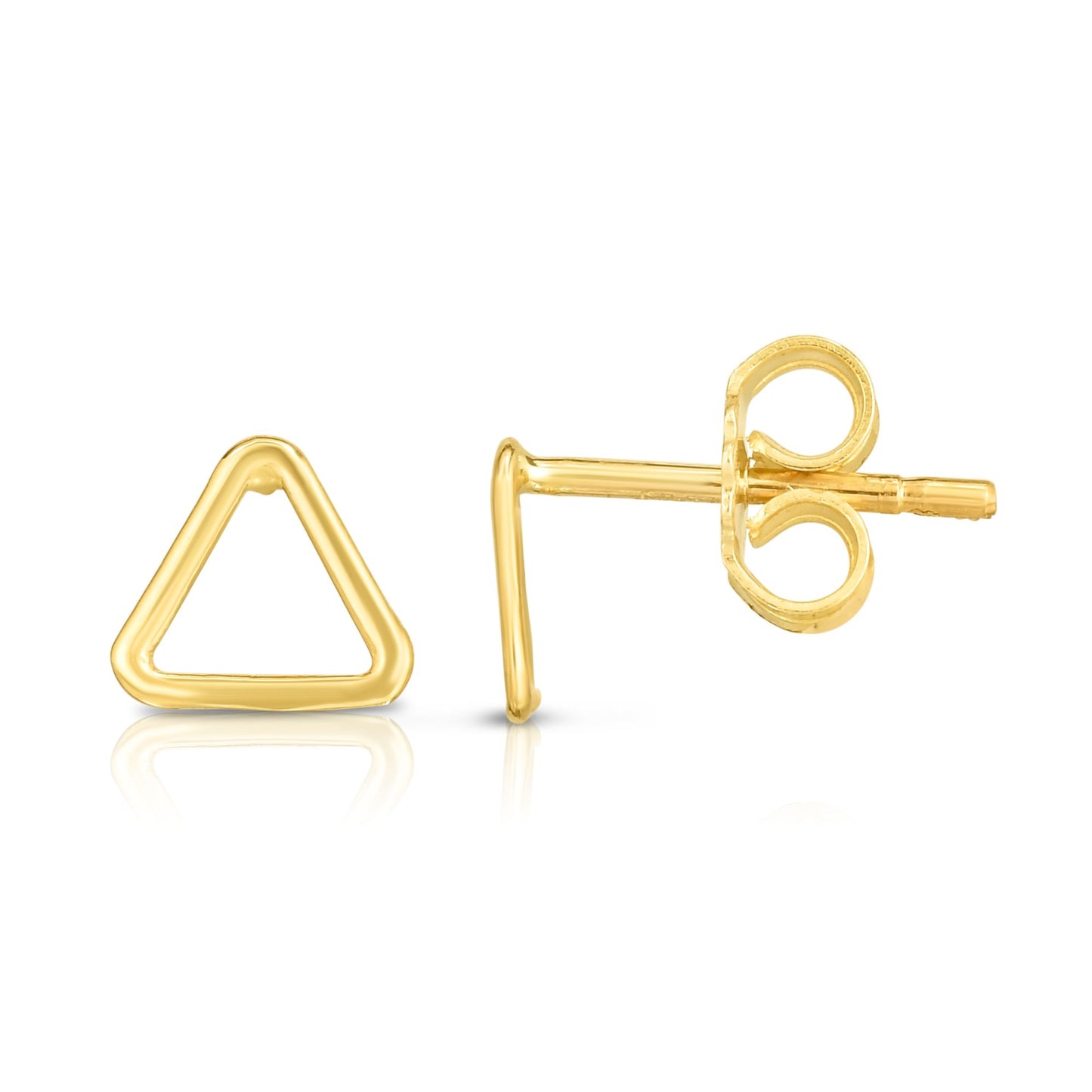 14K Gold Open Triangle Stud Earring