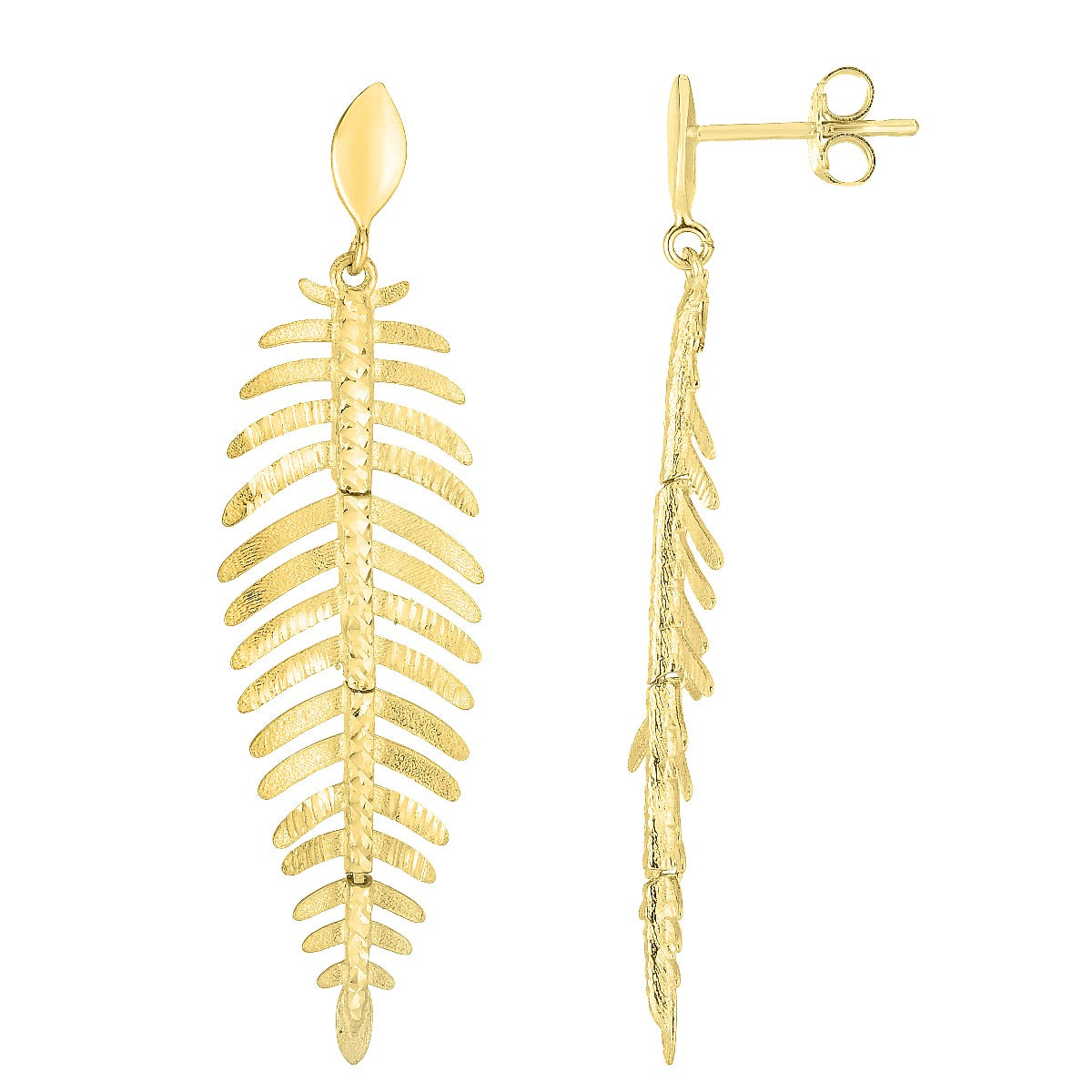 14K Gold Fancy Leafy Earrings