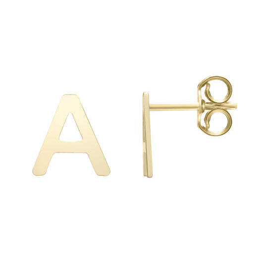 Polished 14K Gold Yours Truly Initial Stud Earring | 6.4mm