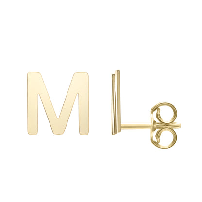 Polished 14K Gold Yours Truly Initial Stud Earring | 6.4mm
