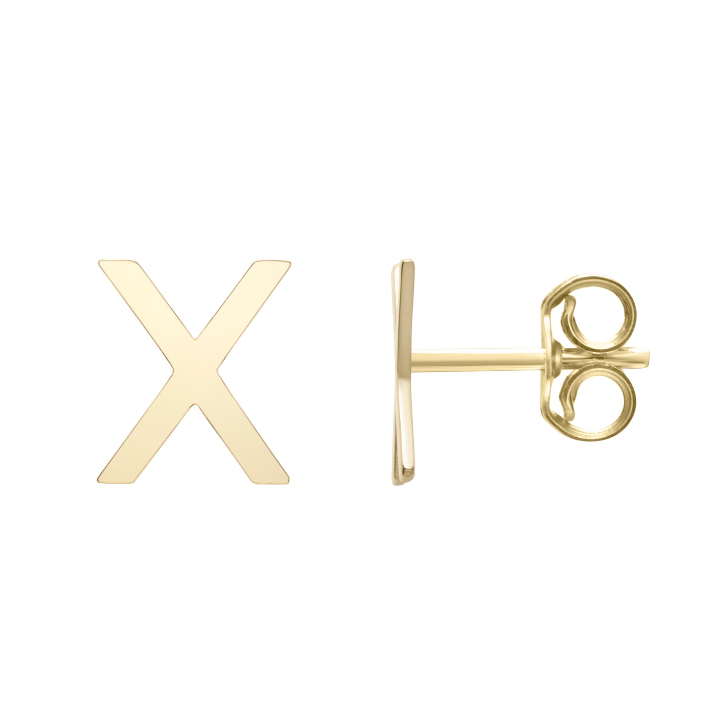 Polished 14K Gold Yours Truly Initial Stud Earring | 6.4mm