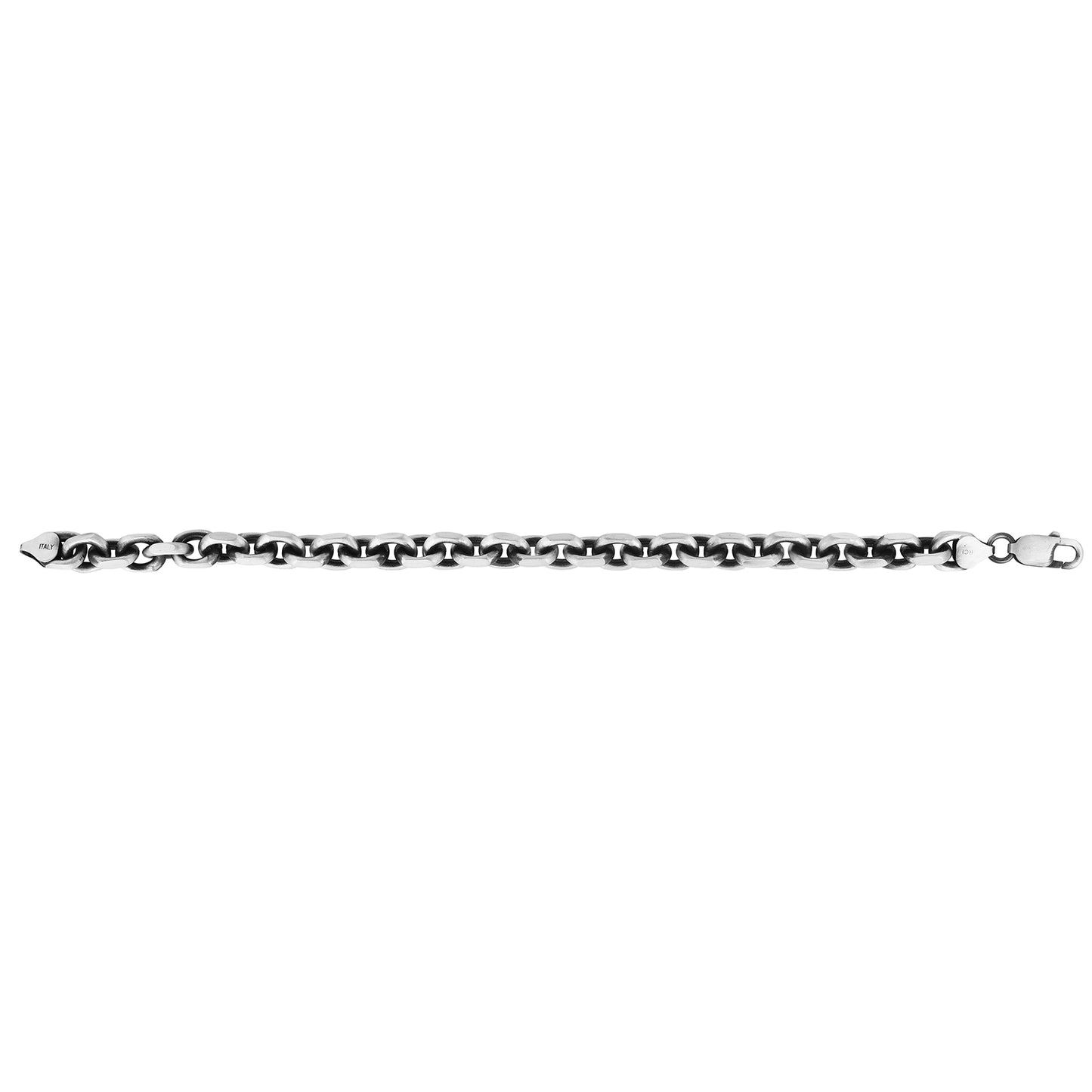 Men's Sterling Silver Gunmetal Anchor Chain Chain with Lobster Clasp