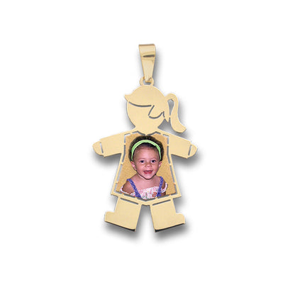 14K Gold Baby Girl Picture Pendant with Shirt Cut-Out - Personalized Custom Jewelry with Your Pictures