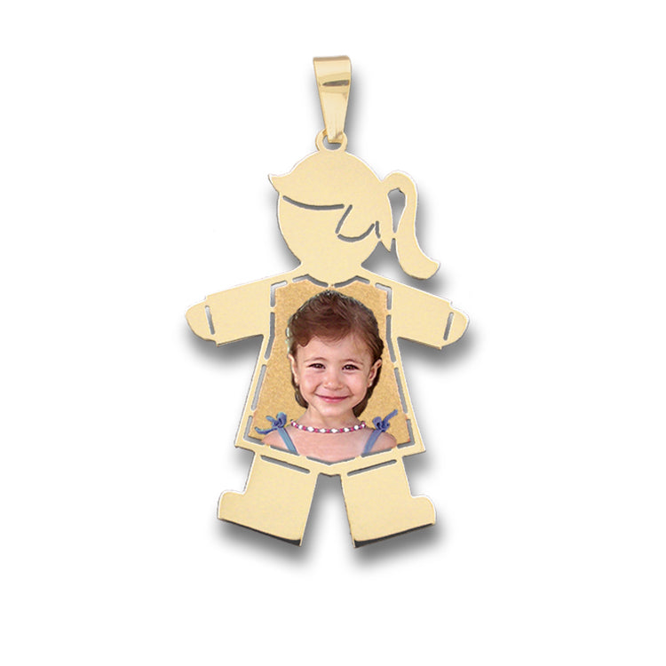14K Gold Baby Girl Picture Pendant with Shirt Cut-Out - Personalized Custom Jewelry with Your Pictures