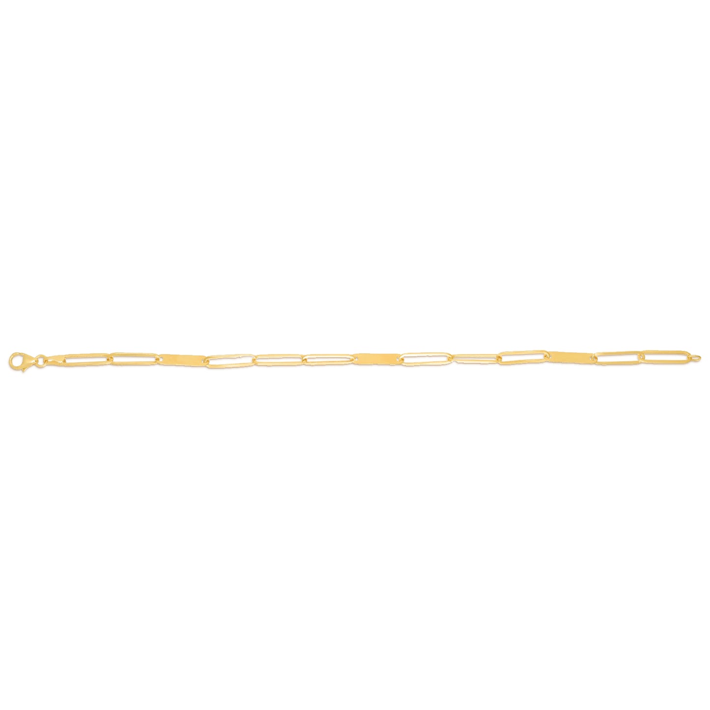 14K Gold Paperclip Bar Alternating Link Fashion Chain