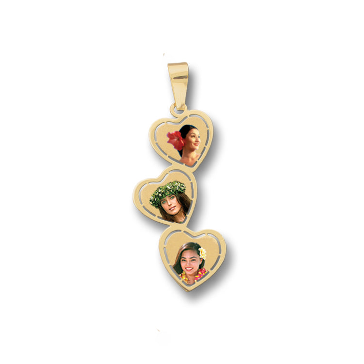 Personalized Picture Pendant 14K Gold with Hearts Cut-Out - Custom Jewelry with Your Photos