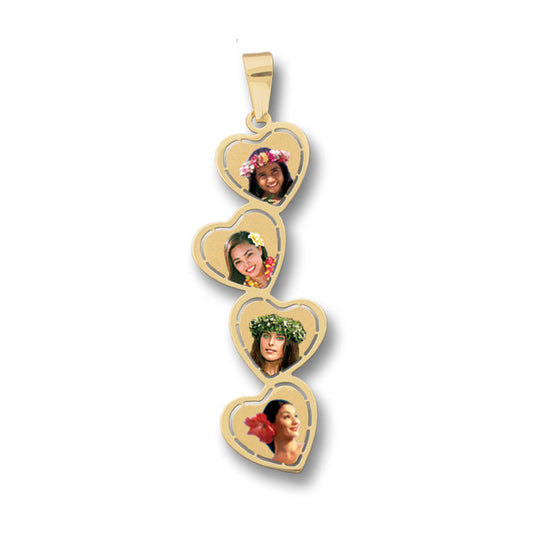 Personalized Picture Pendant 14K Gold with Hearts Cut-Out - Custom Jewelry with Your Photos