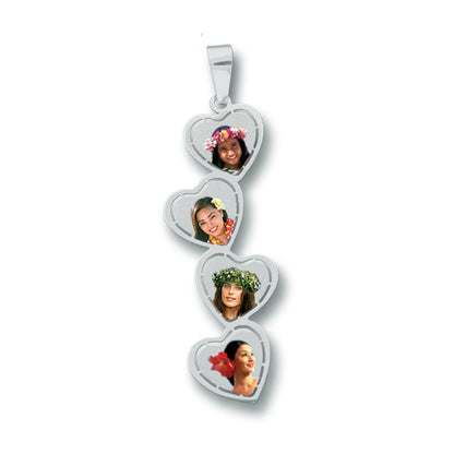 Personalized Picture Pendant with Hearts Cut-Out - Custom Jewelry with Your Photos | Sterling Silver