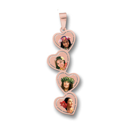 Personalized Picture Pendant with Hearts Cut-Out - Custom Jewelry with Your Photos | Sterling Silver