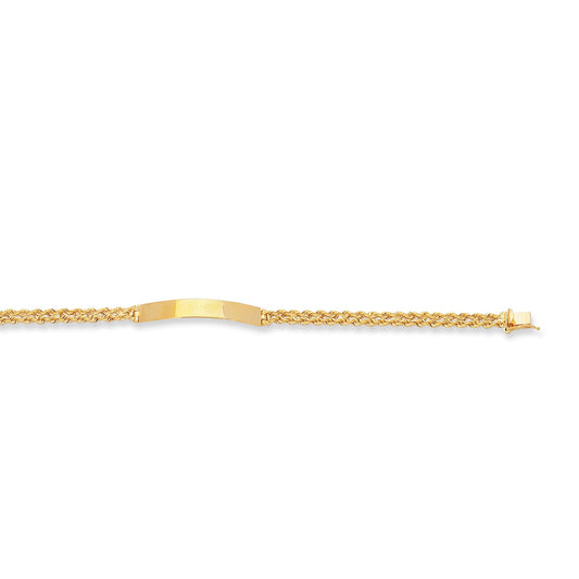 14K Gold Rope Chain with Polished ID Bracelet