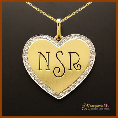 Monogram Necklace,Initial Necklace,Gold Necklace,Diamond Necklace,Heart Necklace,Custom Charm,Initial Pendant,Custom Necklace,Custom Jewelry - Elegant Creations NYC