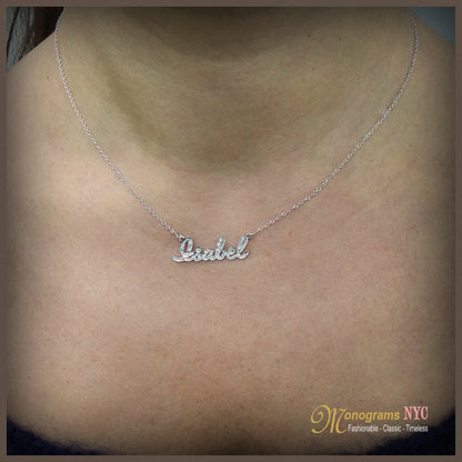 14kt. Gold and Diamond Name Necklace, Hand Crafted Name Necklace, Script Necklace, Handmade Name necklace, Gold Script Necklace - Elegant Creations NYC