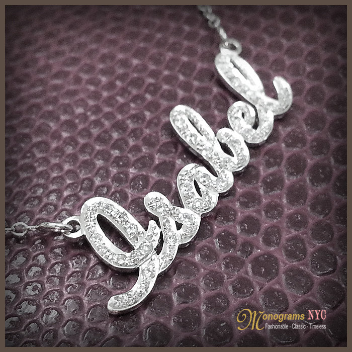 Personalized Sterling Silver Script Double Any Name Plate Necklace w/ Free  Chain | eBay