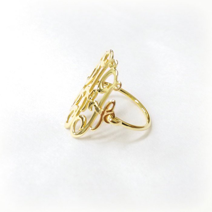 Apples of Gold Jewelry Women's 3 Letter Script Monogram Ring