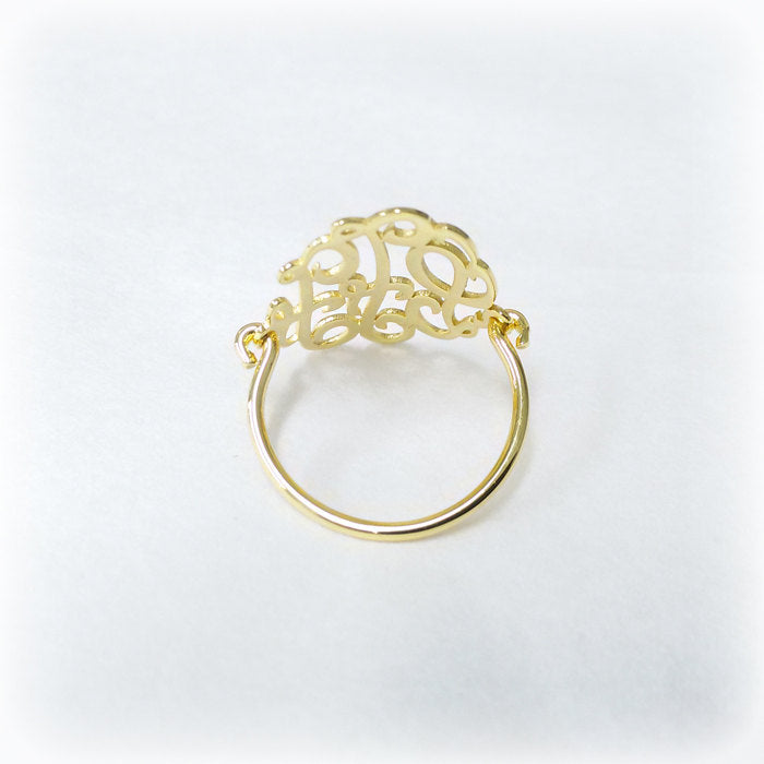 14K Gold Monogram Ring for Women - Custom Jewelry 8.5