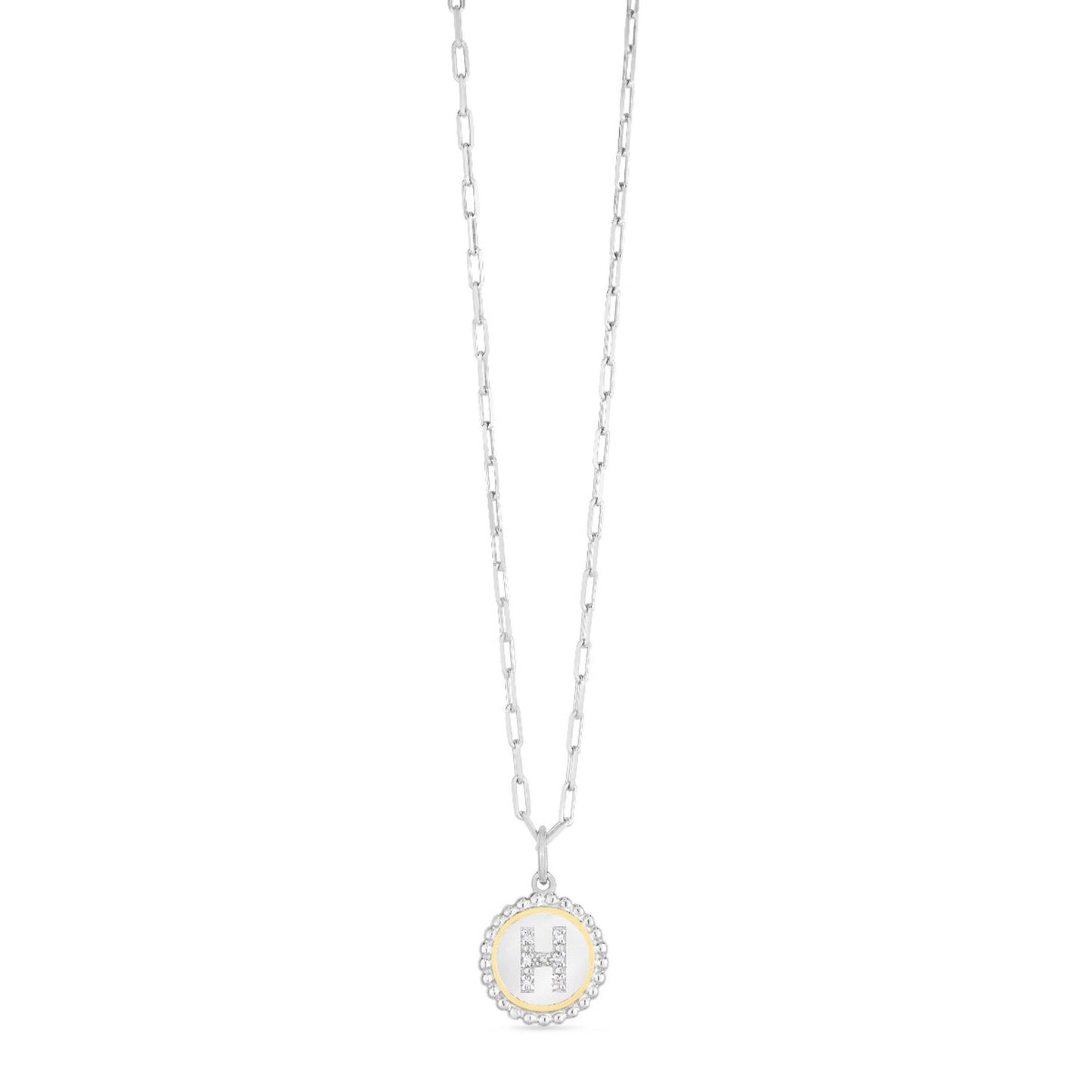Sterling Silver-18K Gold Popcorn Initials Letter A Necklace