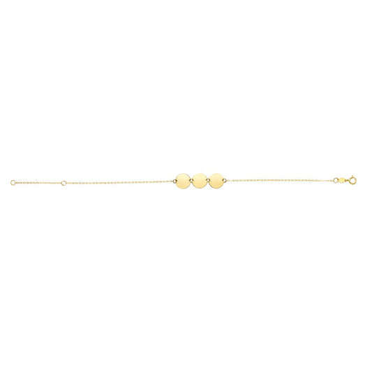14K Gold Polished Triple Circle Bracelet - Elegant Creations NYC