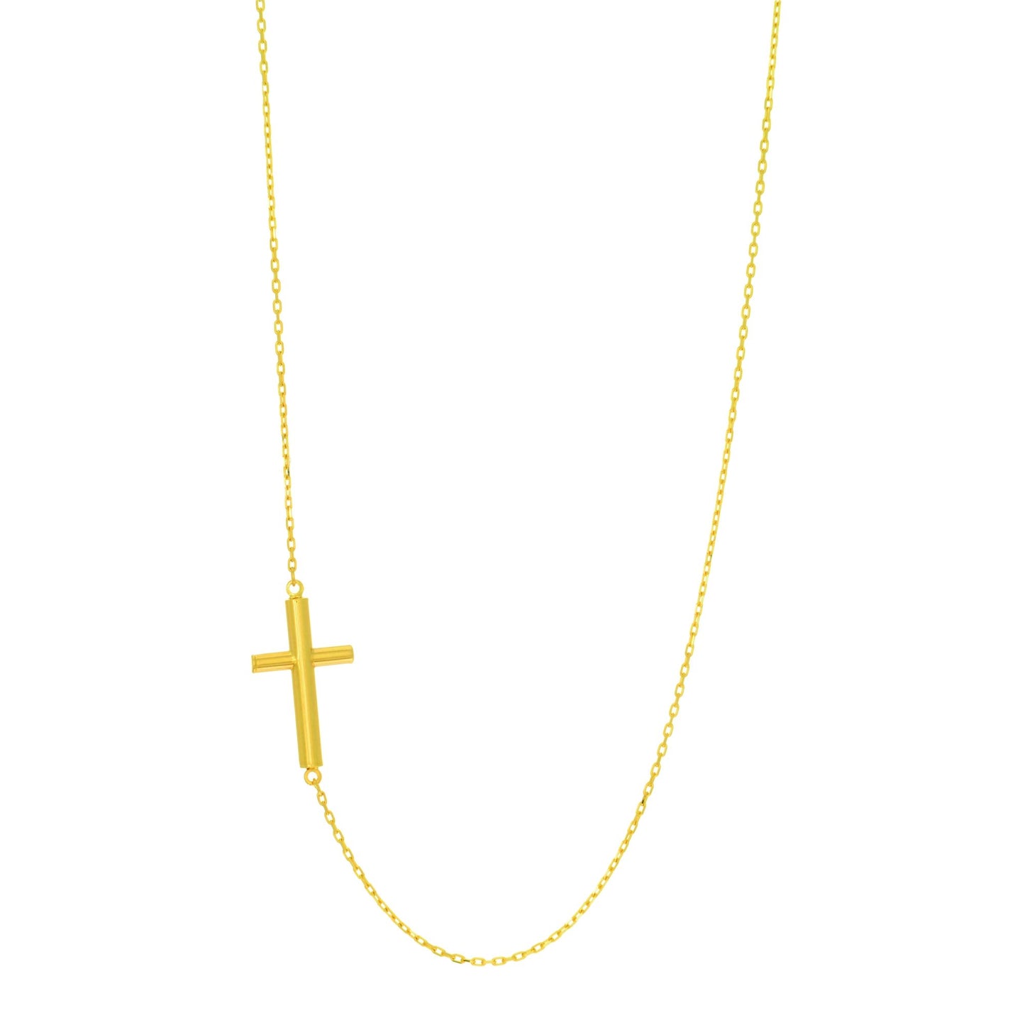 14K Gold Tube Cross Necklace