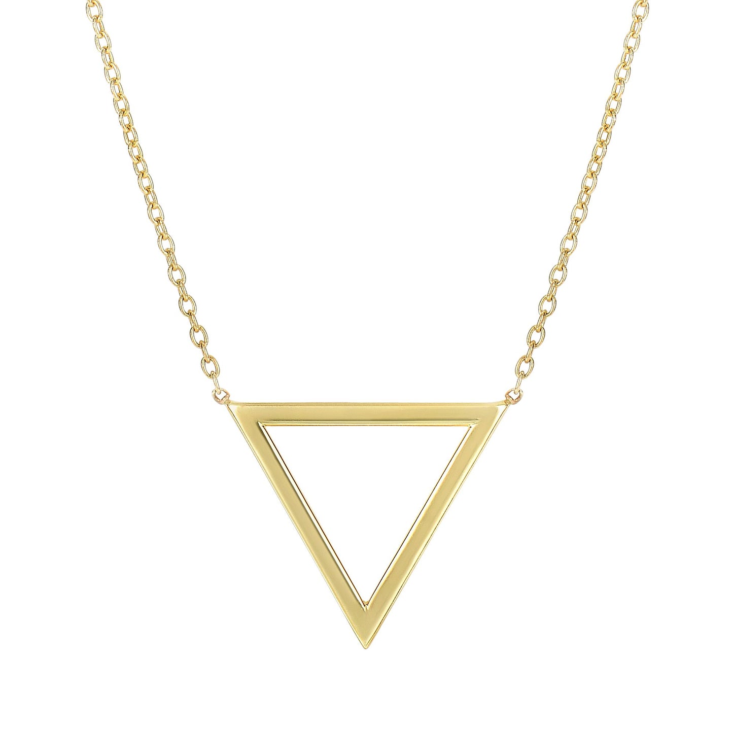 High Polished 14K Gold Triangle Charm Pendant Necklace