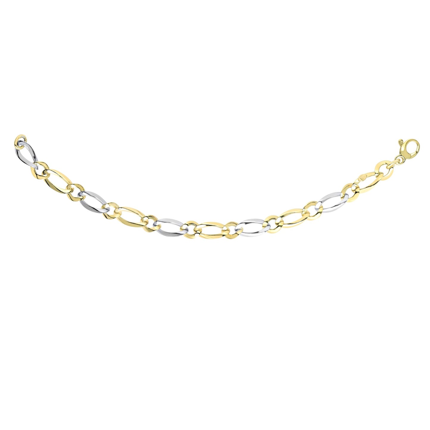 14K Two-tone Gold Polished Alternating Oval and Round Link