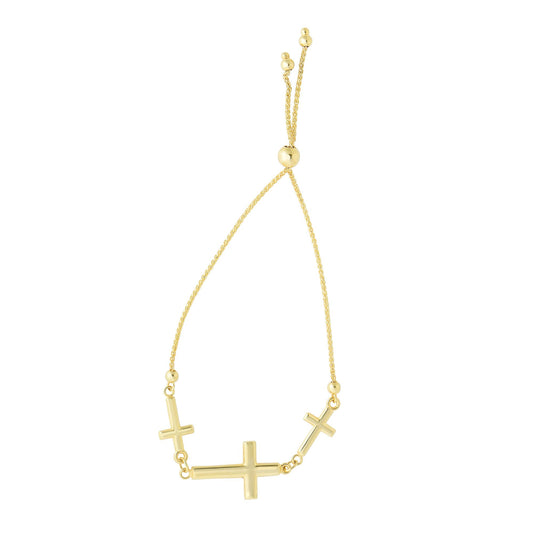 14K Gold Crosses Friendship Bracelet