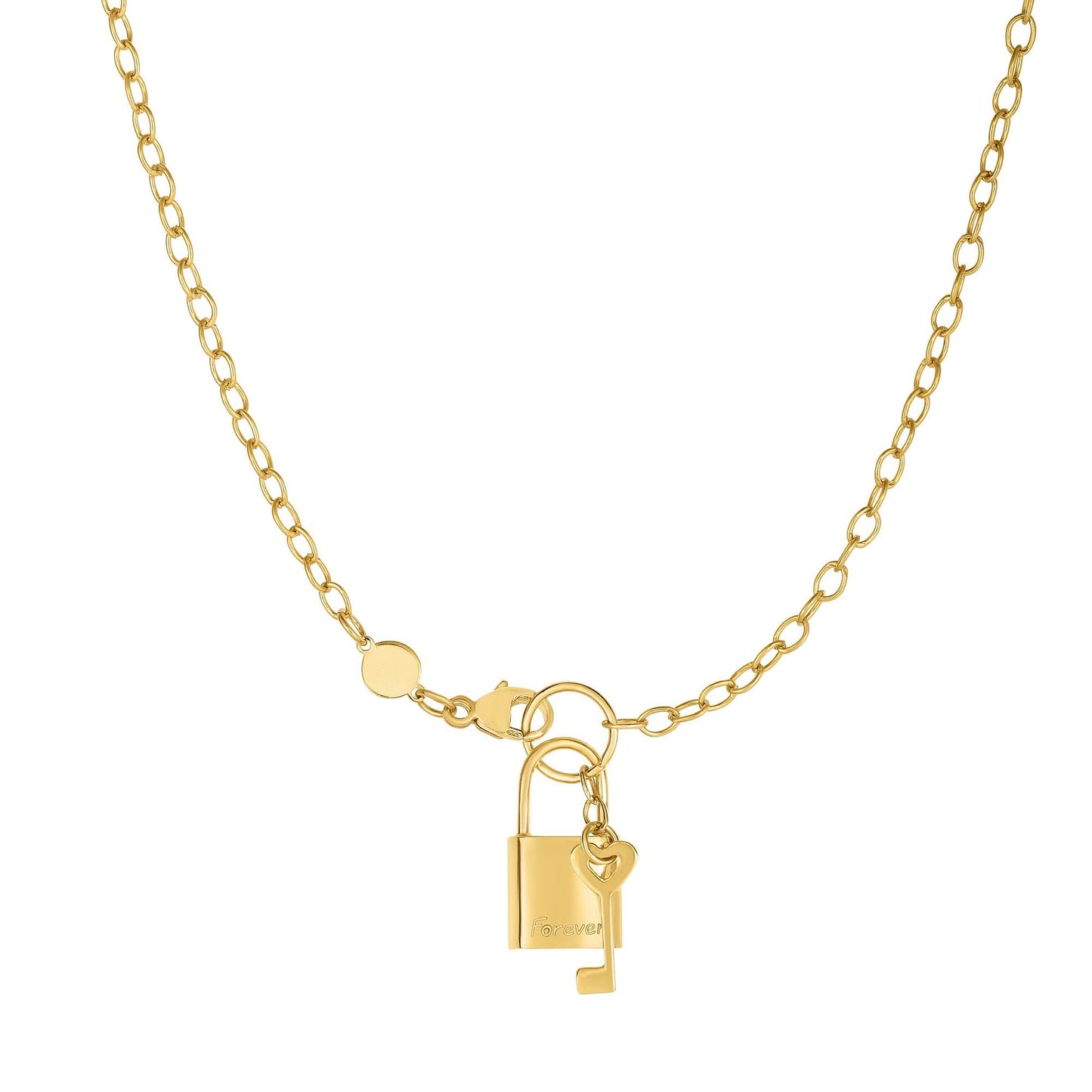 14K Gold Lock & Key Forever Necklace