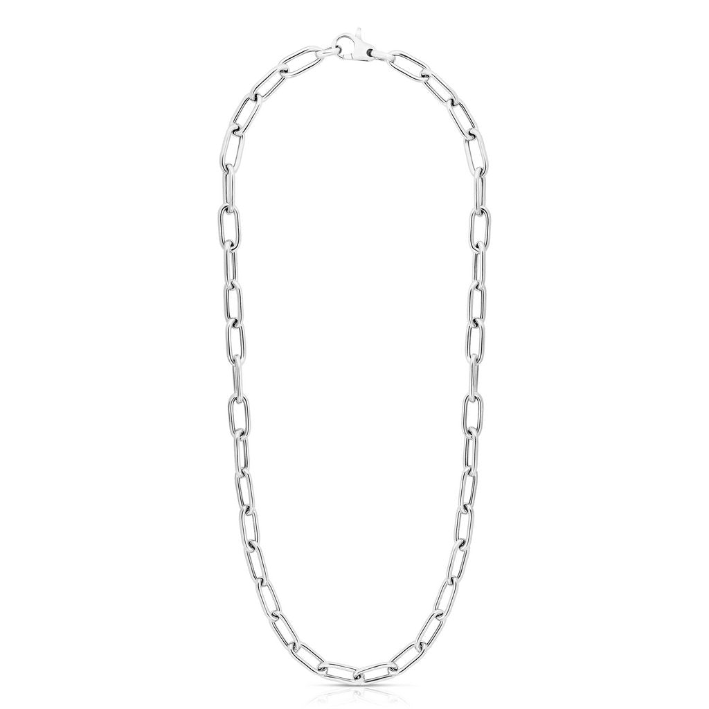 Sterling Silver Rounded Paperclip Link Chain with Lobster Clasp