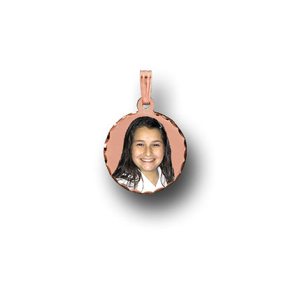 Round Photo Pendant with Diamond Cut Edges | Sterling Silver