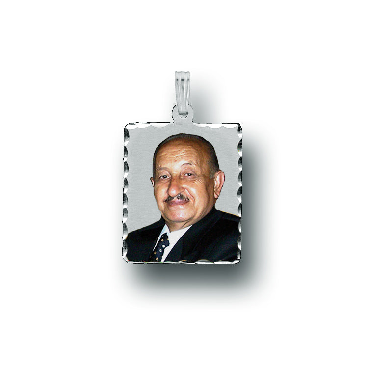 Rectangle Picture Pendant with Diamond Cut Edge - Personalized Custom Jewelry with Your Pictures | Sterling Silver