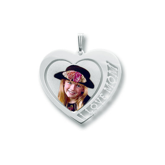 Heart Picture Pendant with Personalized Name | Sterling Silver