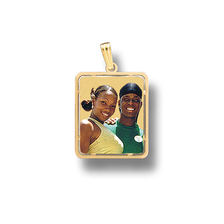 Rectangular Picture Pendant 14K Gold with Cut-Out - Personalized Custom Jewelry with Your Pictures