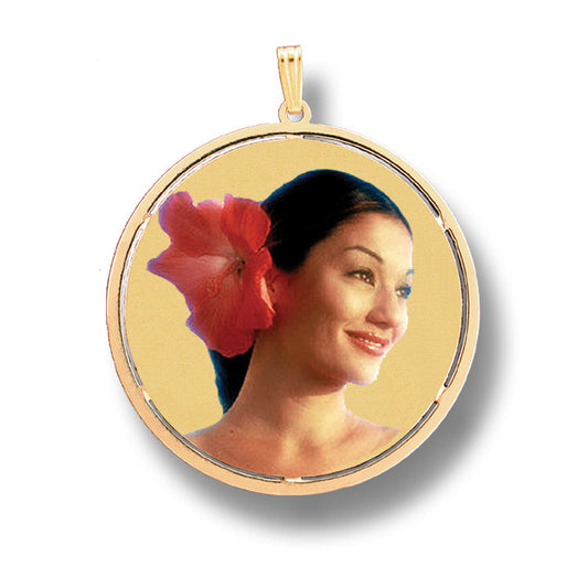 Round Picture Pendant 14K Gold with Cut-Out - Personalized Custom Jewelry with Your Pictures