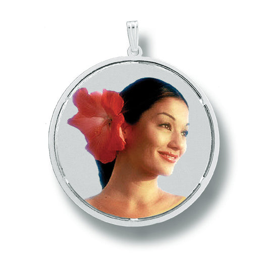 Round Picture Pendant with Cut-Out - Personalized Custom Jewelry with Your Pictures | Sterling Silver