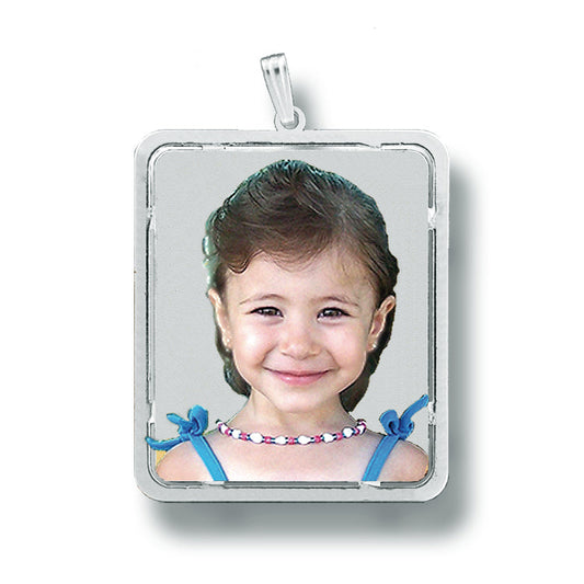 Rectangular Picture Pendant with Cut-Out - Personalized Custom Jewelry with Your Pictures | Sterling Silver