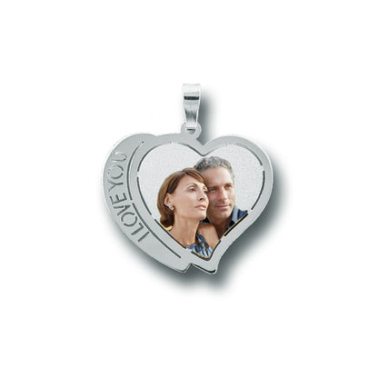 Double Heart Picture Pendant 14K Gold with Names Cut-Out - Personalized Custom Jewelry with Your Pictures
