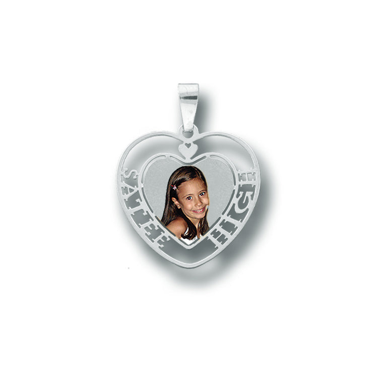 Customizable Picture Pendant - 14K Gold Cut Out Heart Shape with Names for Personalized Photo Charm
