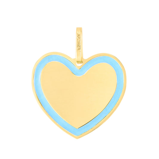 14K Yellow Gold Colored Enamel Heart Charm