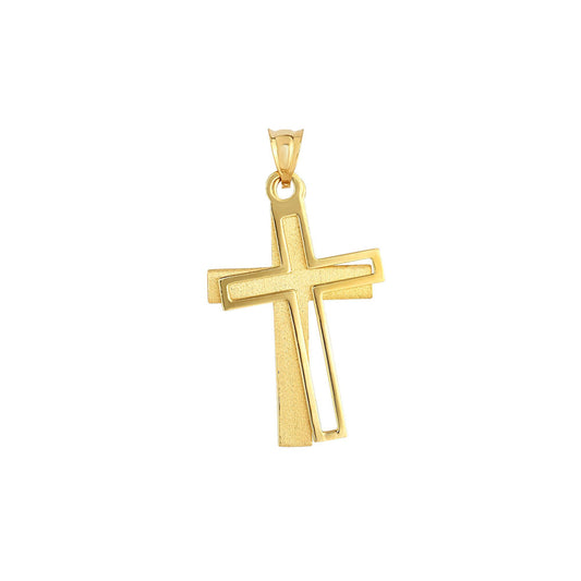 14K Yellow Gold Double Layer Cross