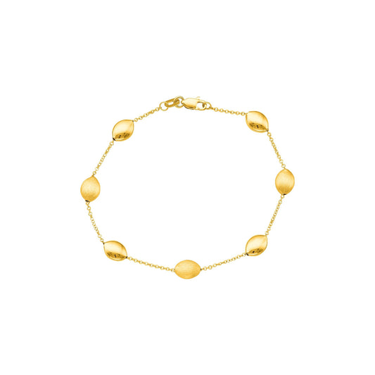 14K Tri-color Gold Satin Pebble Strand Chain with Lobster Clasp
