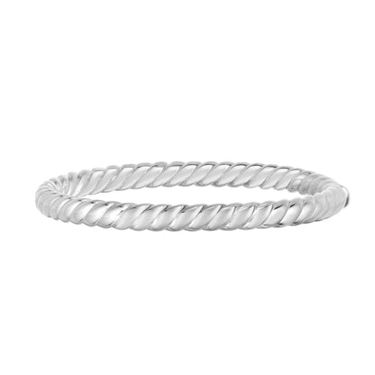 14K Gold Polished Italian Cable Bangle with Box Clasp | Silver Options