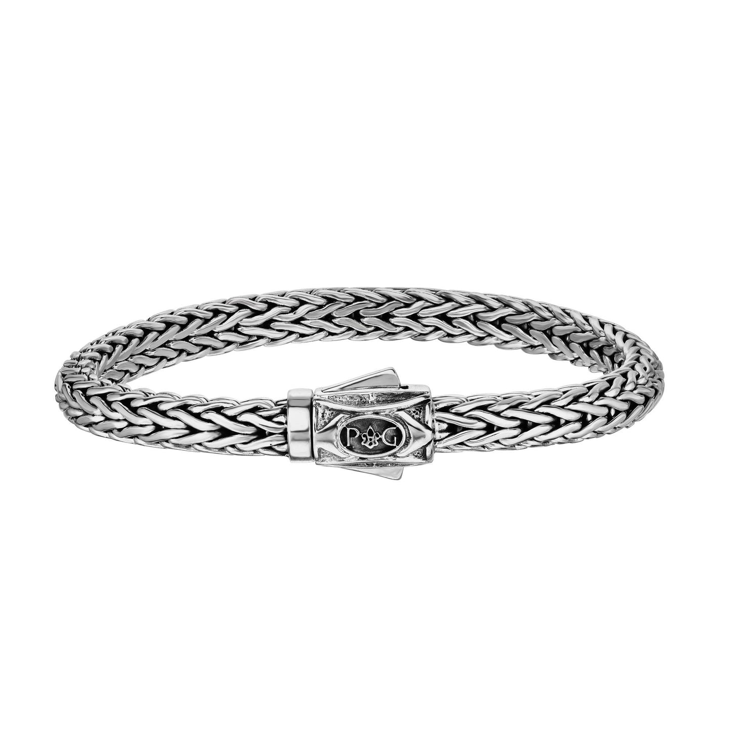 Sterling Silver with Dome Woven Bracelet with Box Clasp