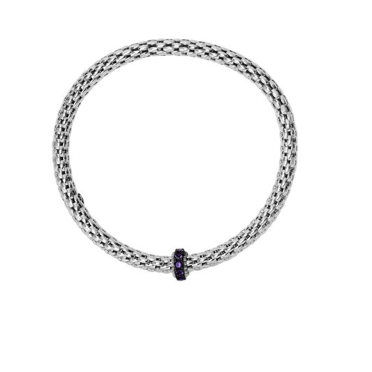 Sterling Silver with Shiny Stretchable Popcorn Bracelet with Gemstone Options