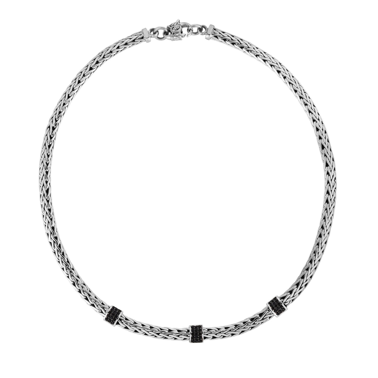 Sterling Silver Black Sapphire Woven Necklace