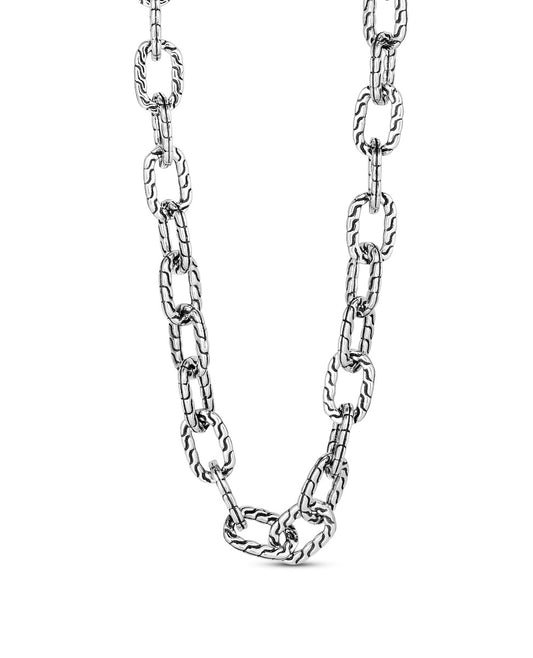 Sterling Silver Woven Link Men's Necklace