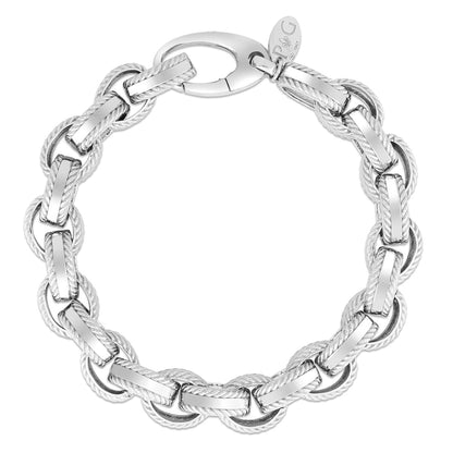 Sterling Silver Men's Cable Edge Rolo Link Chain Bracelet