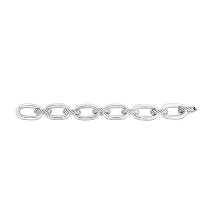 Sterling Silver Italian Cable Links Bracelet with Push-in Clasp