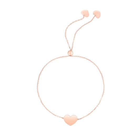 14K Gold Heart Adjustable Bolo Friendship Bracelet
