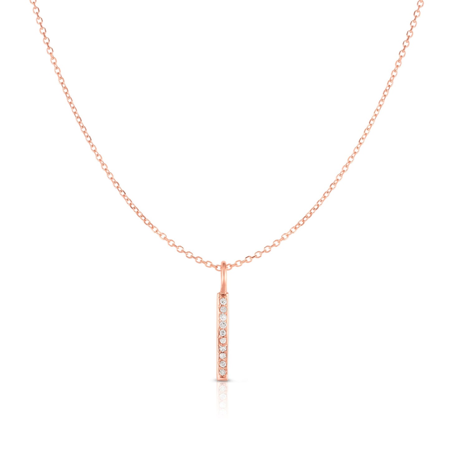 14K Gold Diamond Bar Necklace
